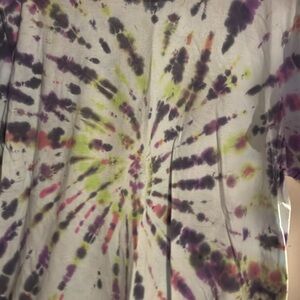 Tie-Dye T-Shirt with Purple and Green Accents